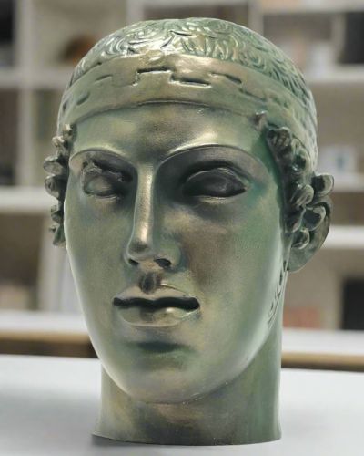 Charioteer of Delphi Head museum replica sculpture from the Statues.com Museum Art Classics collection