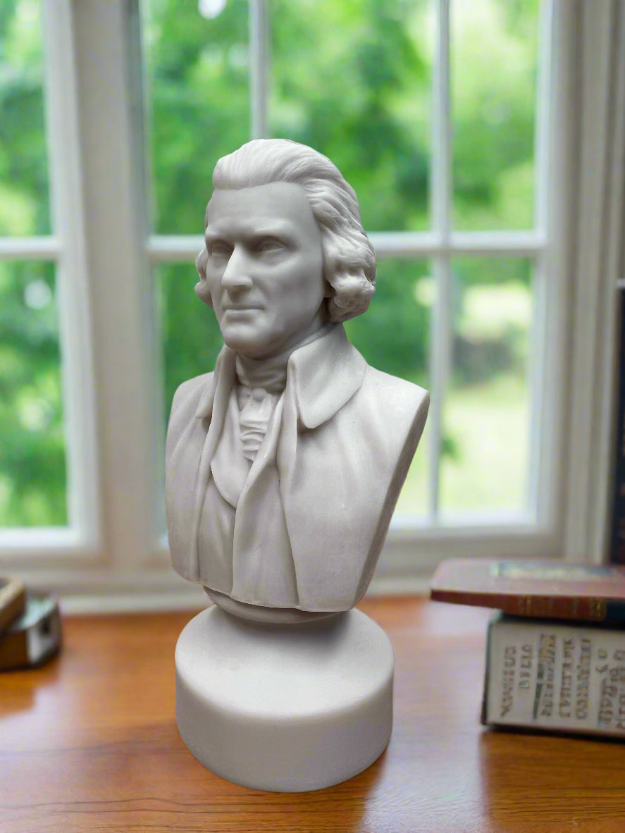 Bonded Marble bust of Thomas Jefferson gift sized model perfect for any shelf or desk