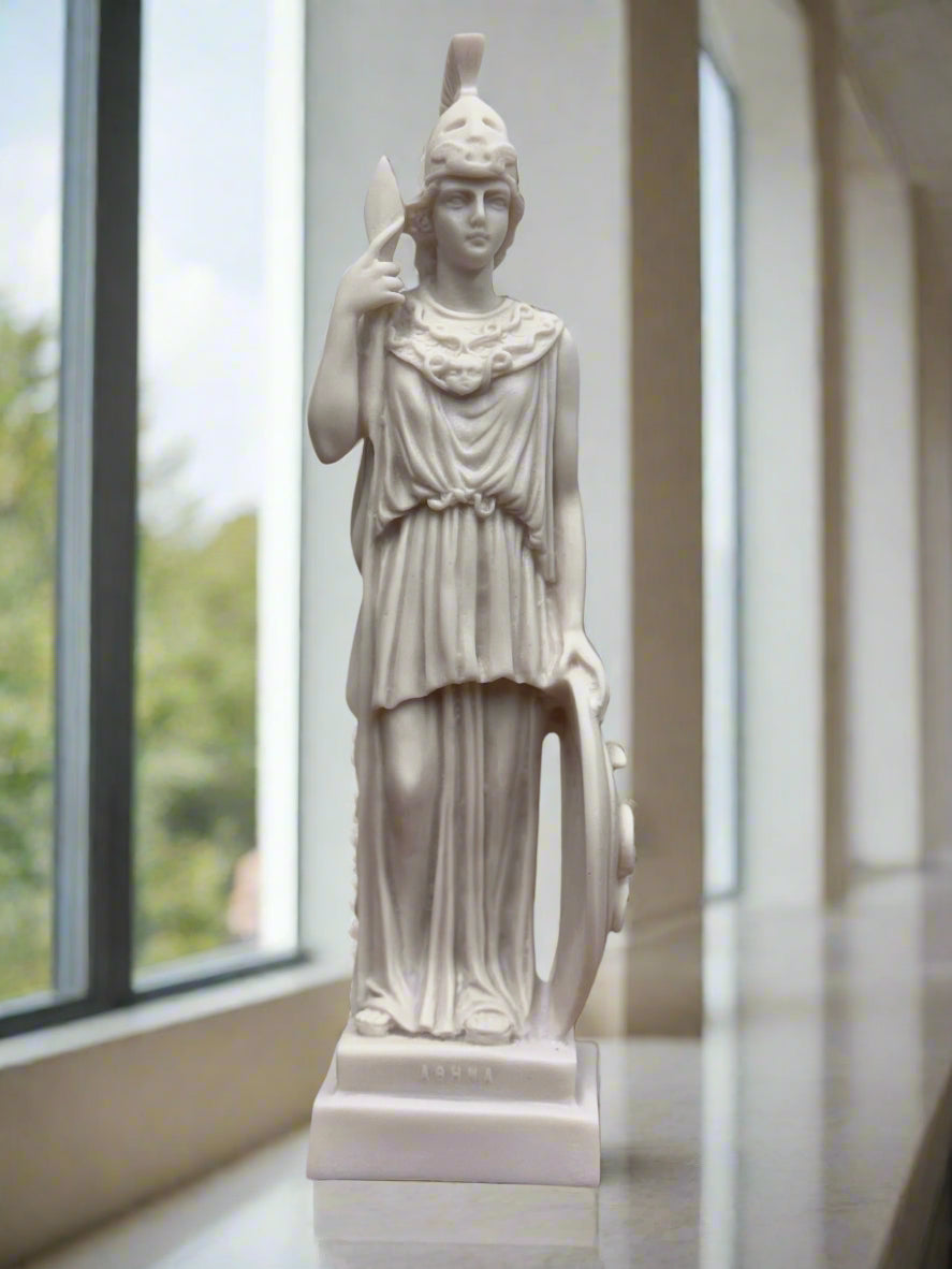 White Bonded Marble full figure statue of Goddess Athena statue