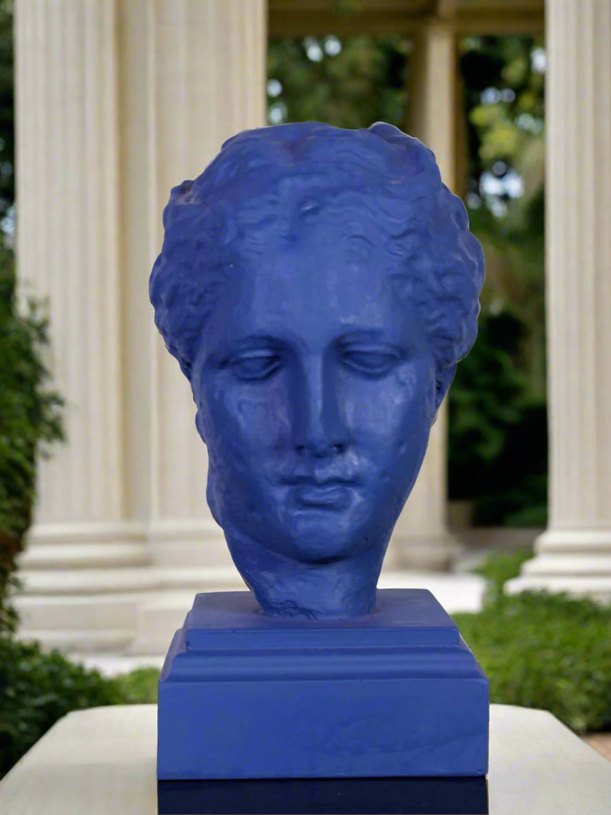 Bonded Marble Hygeia bust in blue tone 