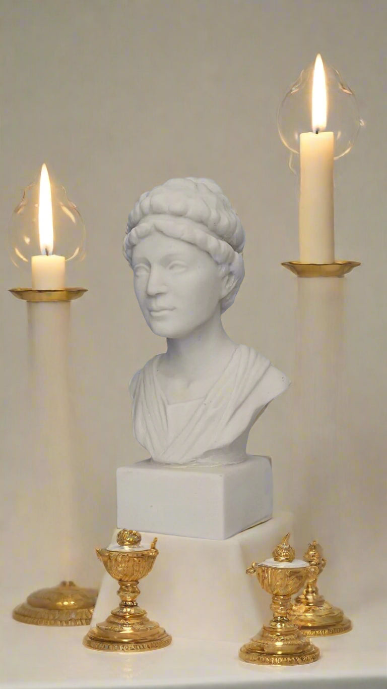 Bonded Marble bust of Hypatia, Greek philosopher, mathematician, teacher in Alexandria and part of the SculptHER Collection