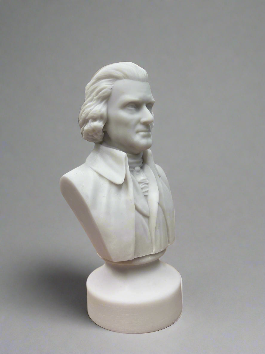 Bonded Marble bust of Thomas Jefferson gift sized model perfect for any shelf or desk
