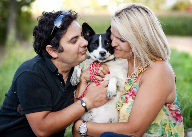 Young couple with dogs