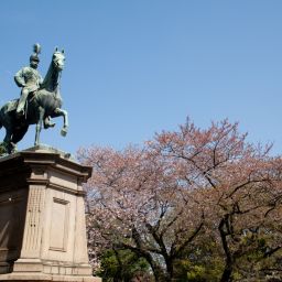 Statue of warrior on horse in Ueno, Tokyo