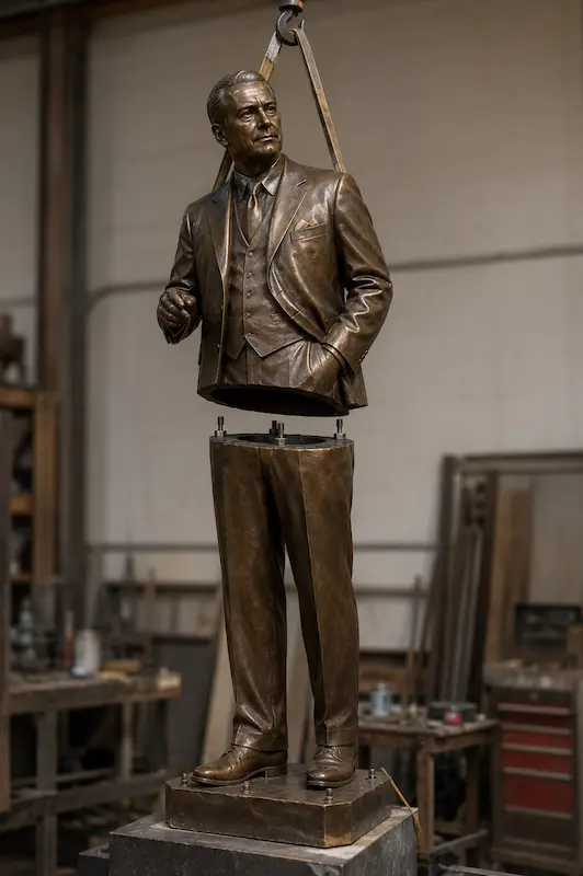 Bronze statue assembly stage