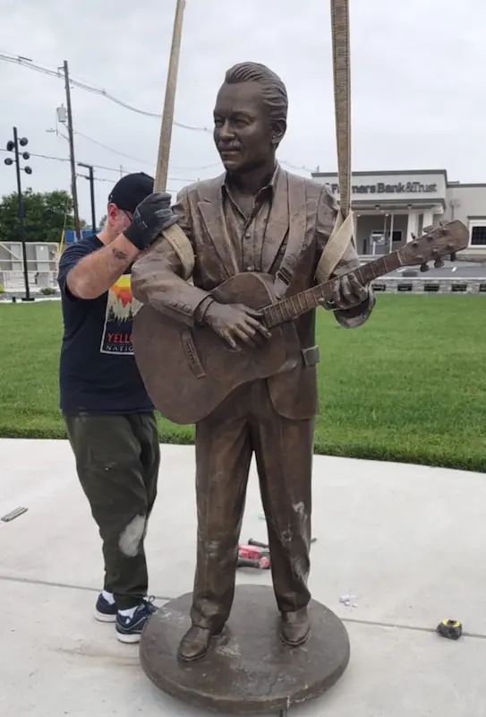 Bronze statue installation and foundation planning