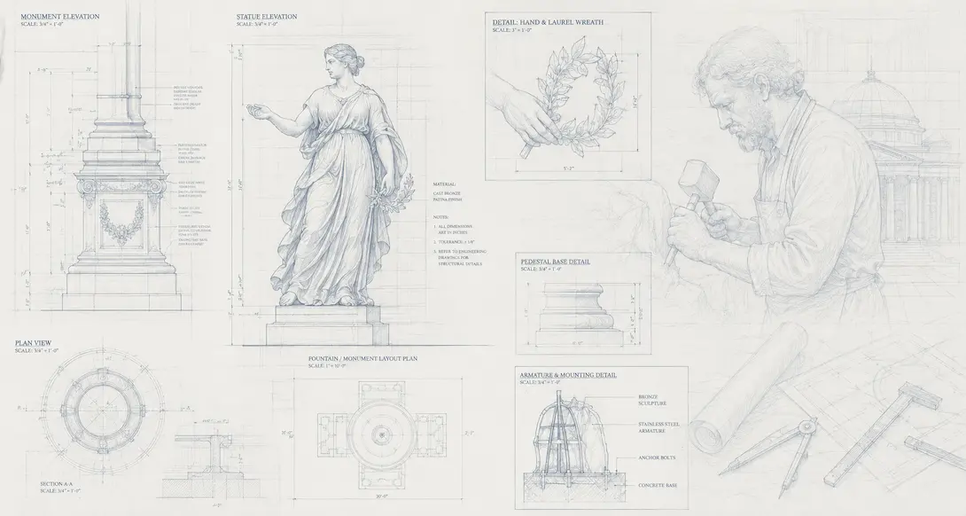 Custom statue approvals and revisions during sculpture design and maquette review