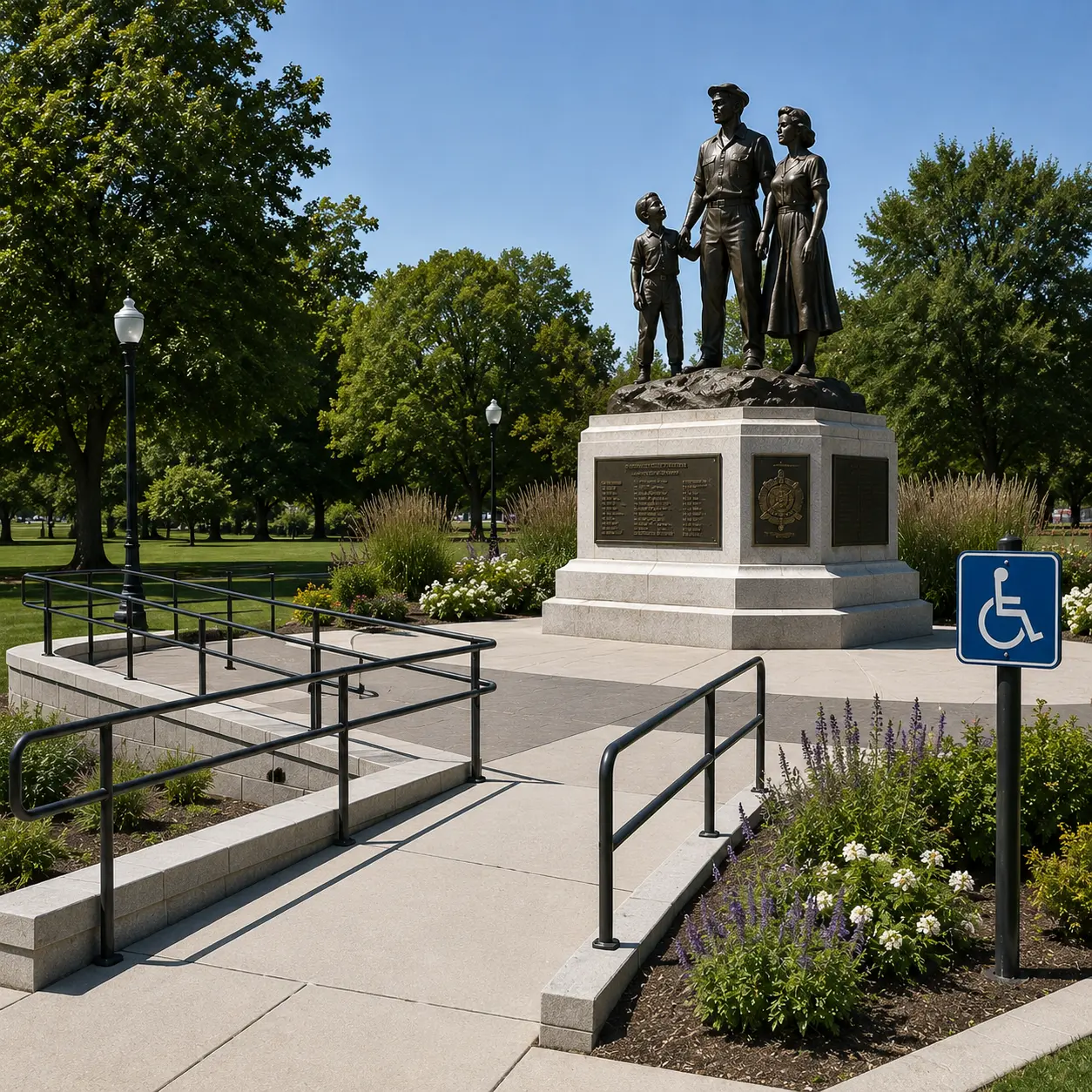 Accessible public monument site with ADA walkway