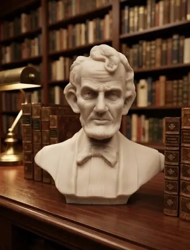 White bonded marble Abraham Lincoln portrait bust by Statues.com