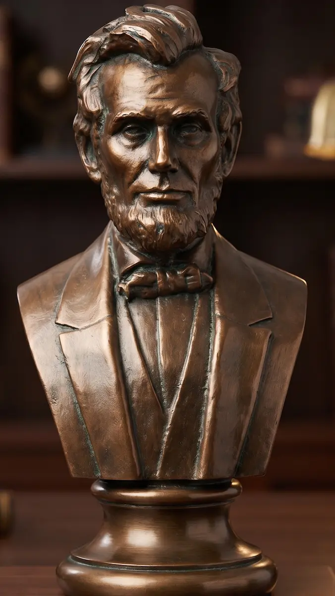 Bronze tone Abraham Lincoln portrait bust by Statues.com