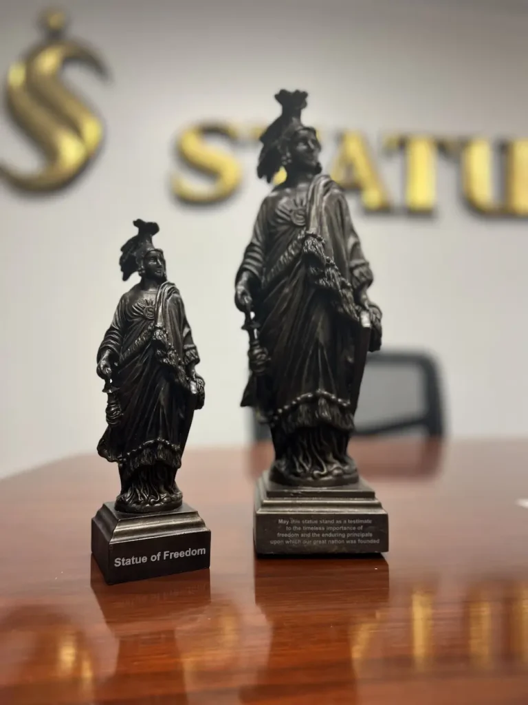 Statue of Freedom sculpture reproductions in two sizes with bronze-tone finish