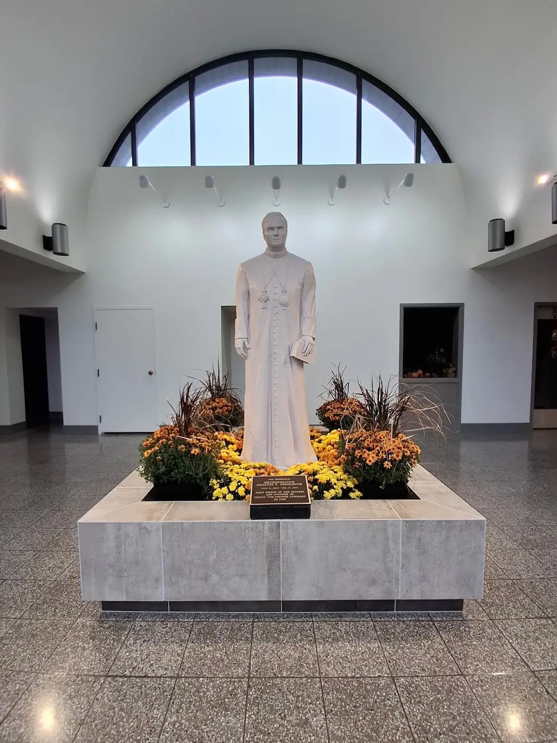 Close-up view of the Metropolitan Orestes P. Chornock memorial statue